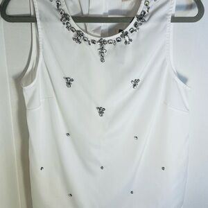 J. Crew White Top with Silver Embellishments